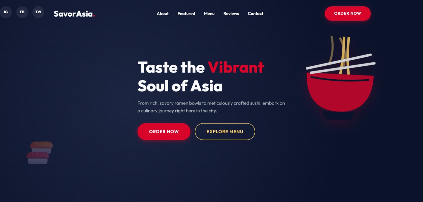 SavorAsia. website preview